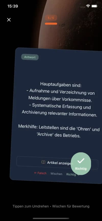 §34a Trainer Karteikarten-Ansicht zum effektiven Lernen